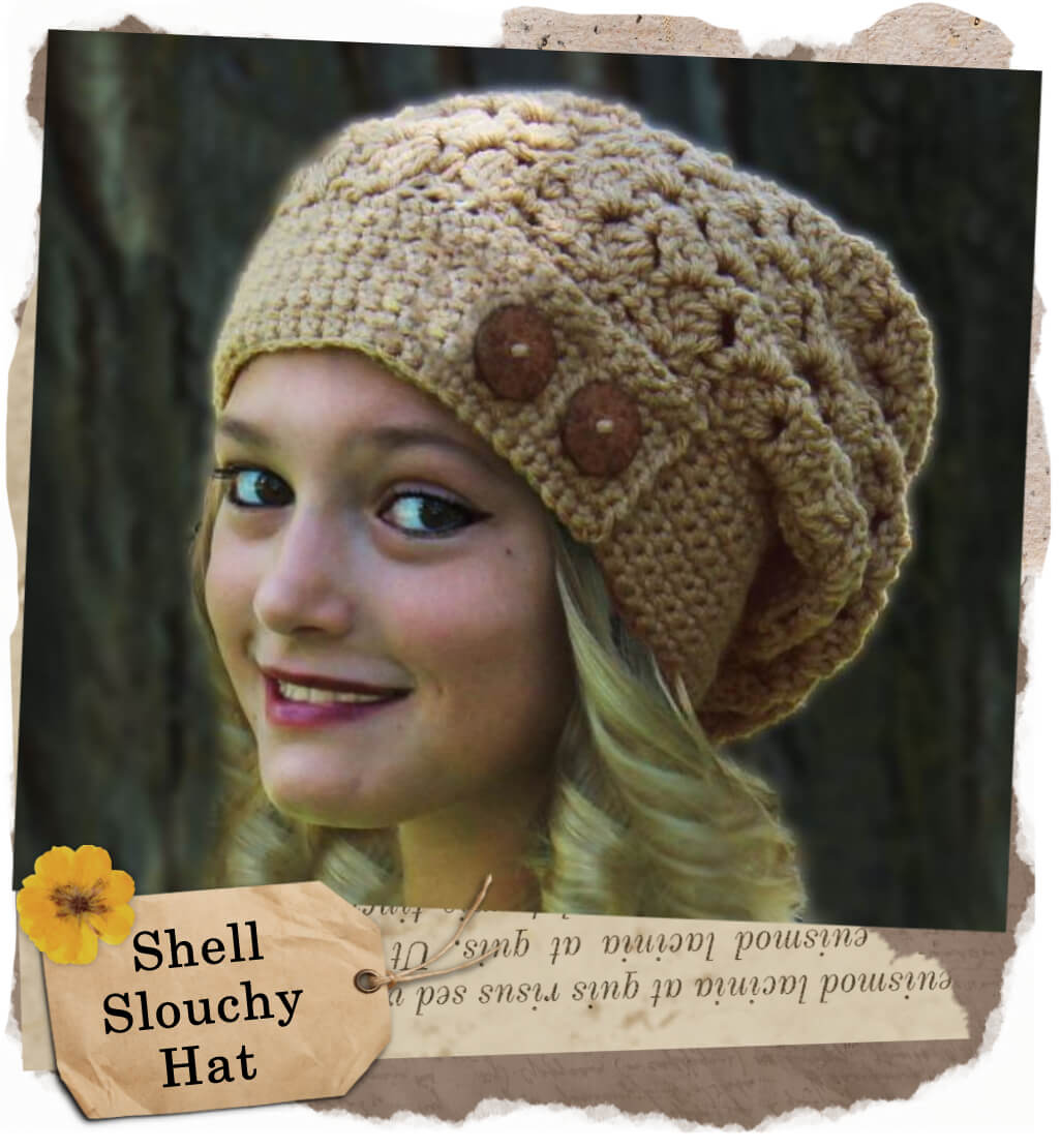 crochet-shell-slouchy-hat