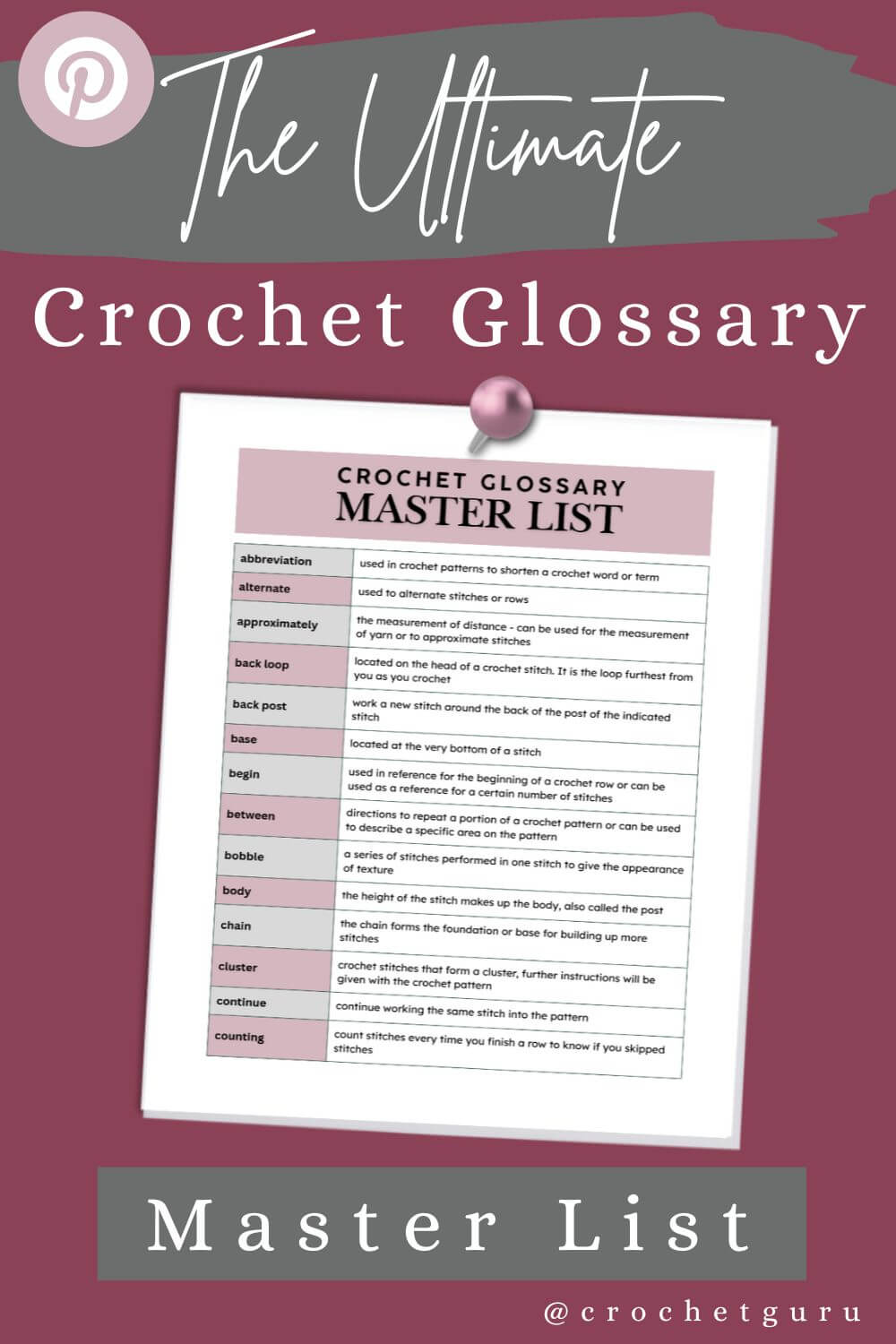 the-ultimate-crochet-glossary-master-list-pinterest